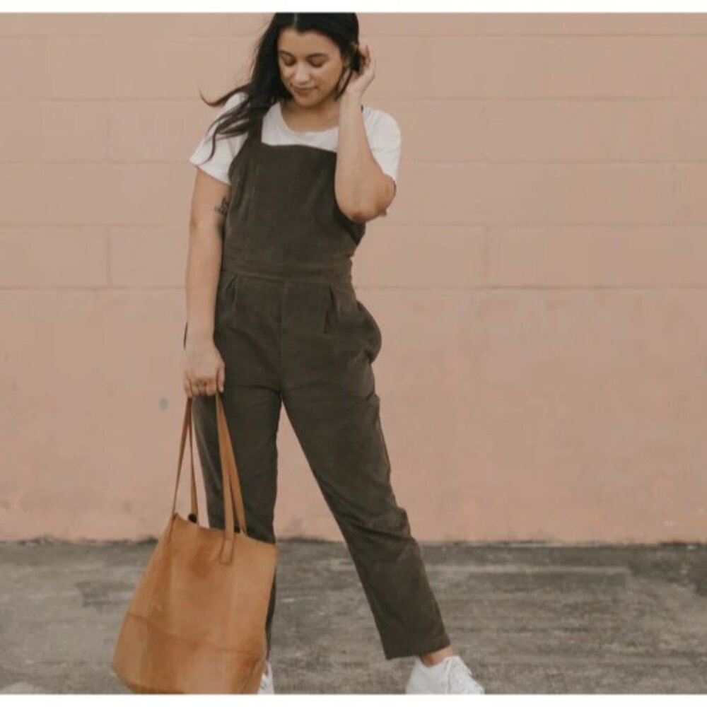 Whimsy Row Jumpsuit Size 6 Corduroy Ankle Straight Leg Overalls Organic USA Made